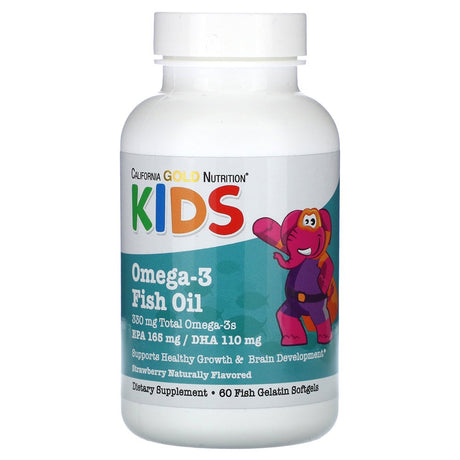 California Gold Nutrition Kid’S Omega-3 Fish Oil, Natural Strawberry Flavor, 60 Fish Gelatin Softgels