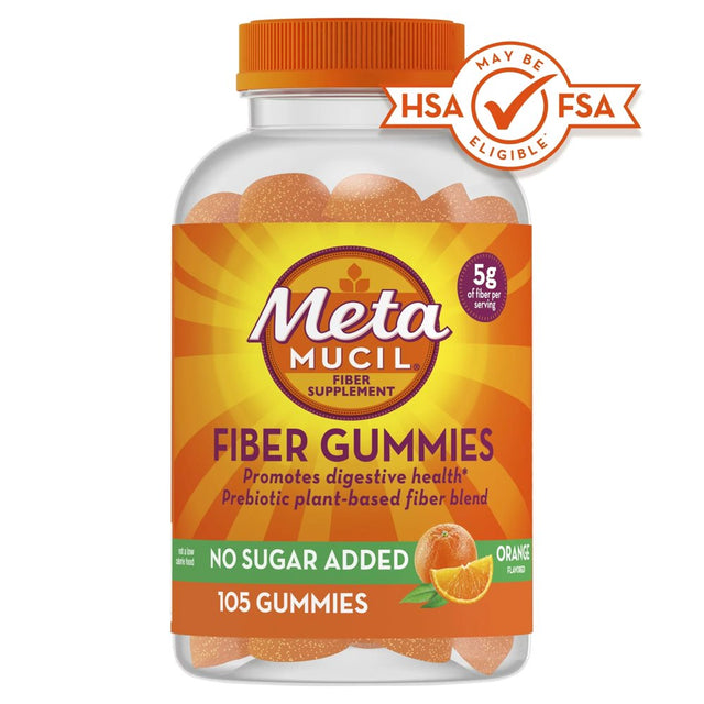 Metamucil Daily Fiber Supplements, Fiber Gummies for Digestive Health, Plant-Based Fiber, 105 Ct