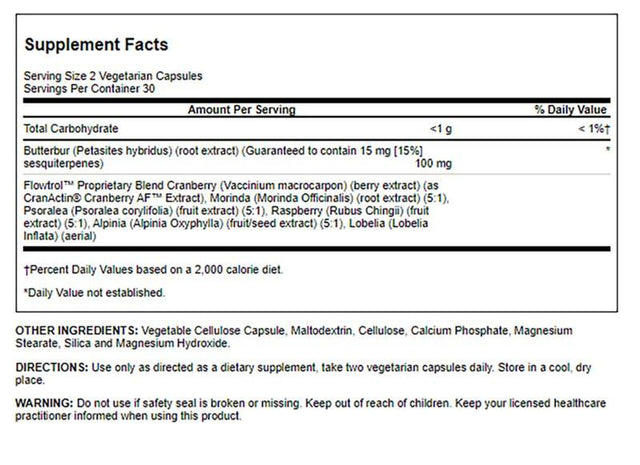 Solaray Original Continence with Flowtrol 60 Veg Caps