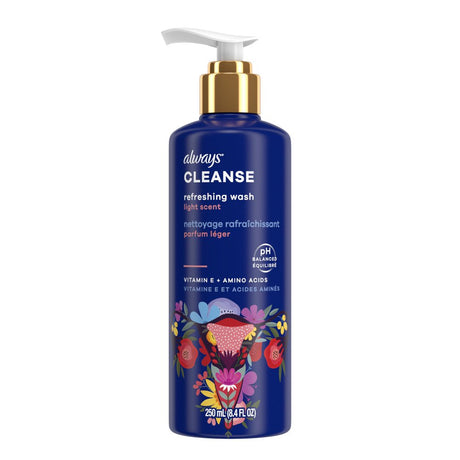 Always Cleanse Refreshing Wash for Intimate Skin, Lightly Scented, 8.4 Fl Oz