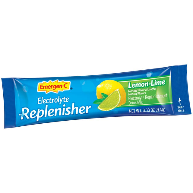 Emergen-C Electrolyte Replenisher (8 Count, Lemon-Lime Flavor) Fizzy Drink Mix with 250Mg Vitamin C, 0.33 Ounce Packets