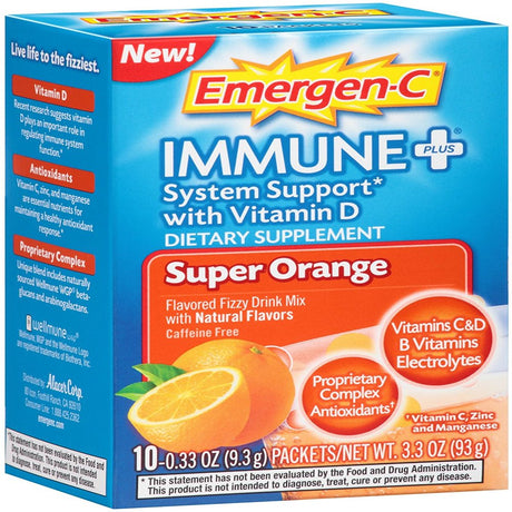 Emergen-C Immune+ System Support, Super Orange 10 Ea (Pack of 2)