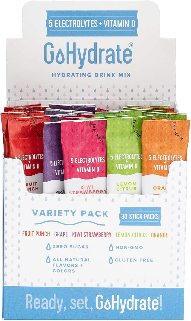 Electrolyte Hydration Drink Mix with Vitamin D, Non GMO Electrolyte Powder Hydration Pack, Mixed30 and Grapes