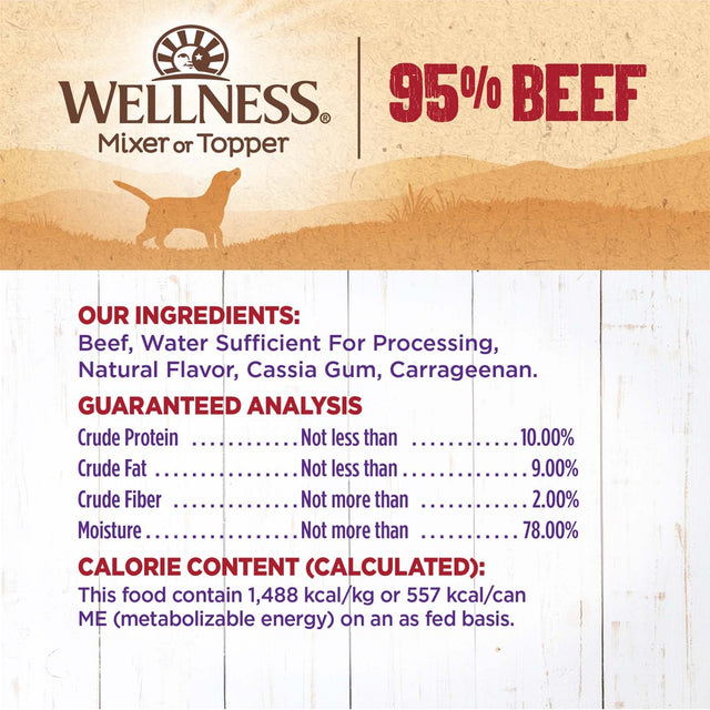 Wellness 95% Beef Natural Wet Grain Free Canned Dog Food, 13.2-Ounce Can (Pack of 12)