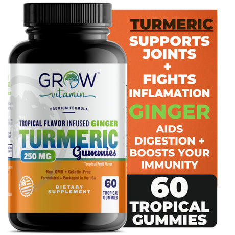 Curcuwell Turmeric Curcumin Gummies with Ginger - Helps Support Healthy Joints, Inflammation, and Digestive Health & Immunity + - Vegan, Chewable, Natural Dietary Supplement for Men & Women (60 Count)