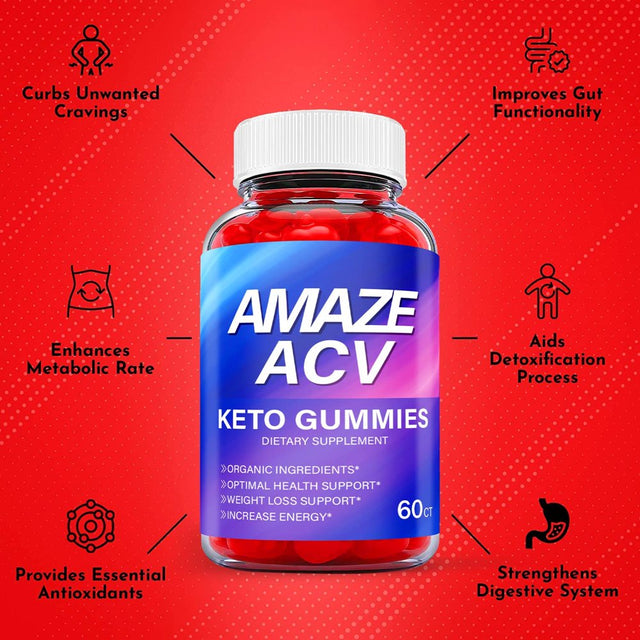 (5 Pack) Amaze Keto ACV Gummies - Supplement for Weight Loss - Energy & Focus Boosting Dietary Supplements for Weight Management & Metabolism - Fat Burn - 300 Gummies