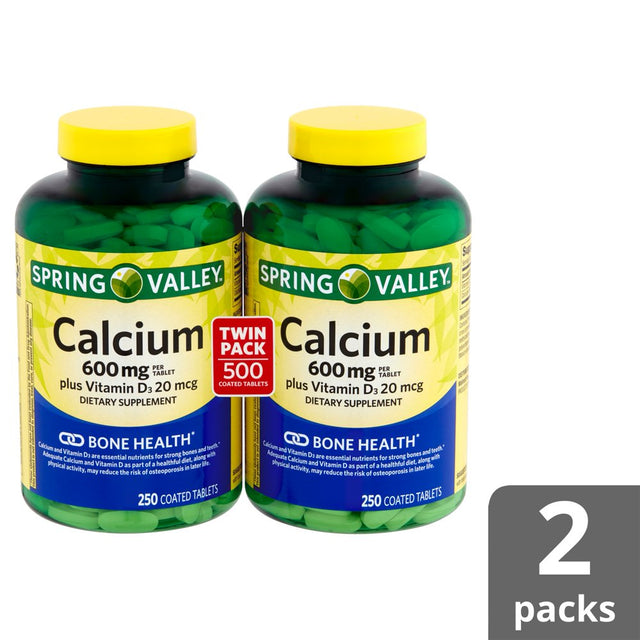 Spring Valley Calcium plus Vitamin D3 Dietary Supplement, 600 Mg, 250 Count, 2 Pack