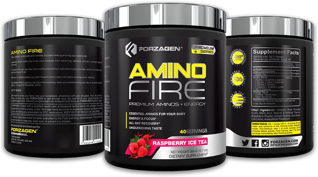 Forzagen Amino Fire 40 Servings, Energy Blend with BCAAS (Raspberry Iced Tea)