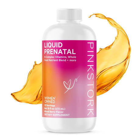 Pink Stork Liquid Prenatal Vitamin: Organic Whole Food Blend, Folate, Iron, Zinc, 32 Servings