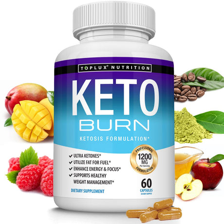 Toplux Keto Burn Pills 1200Mg Ketosis Weight Loss - Natural Keto Diet Pills Ketogenic Fat Burner Boost Energy Focus & Metabolism Manage Appetite 60 Capsules