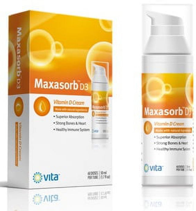 Maxasorb Vitamin D3 Cream for Healthy Skin Care 1000 IU D3 Lotion