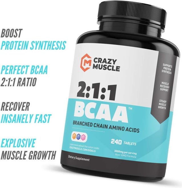 Crazy Muscle Get Bigger with BCAA, Creatine and Test 1 Boost (2 Month Supply)