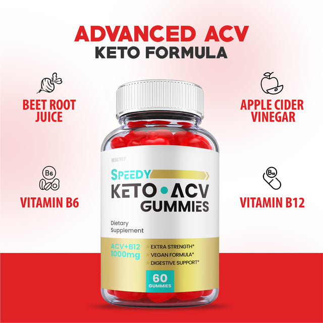 (2 Pack) Speedy Keto ACV Gummies, Advanced Weight Loss Support with Apple Cider Vinegar B12 1000 Mg, Speedy Keto ACV Gummy, 120 Gummies