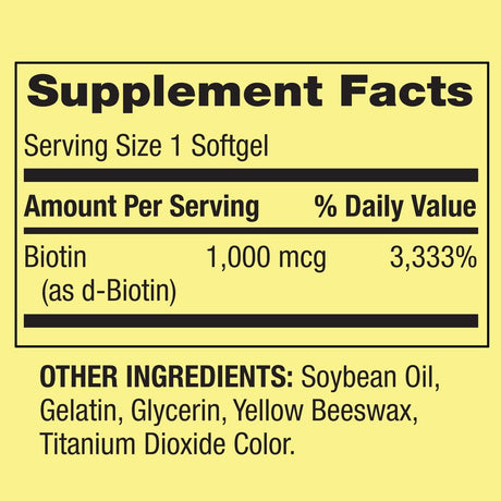 Spring Valley Biotin Softgels, 1000Mcg, 150 Count