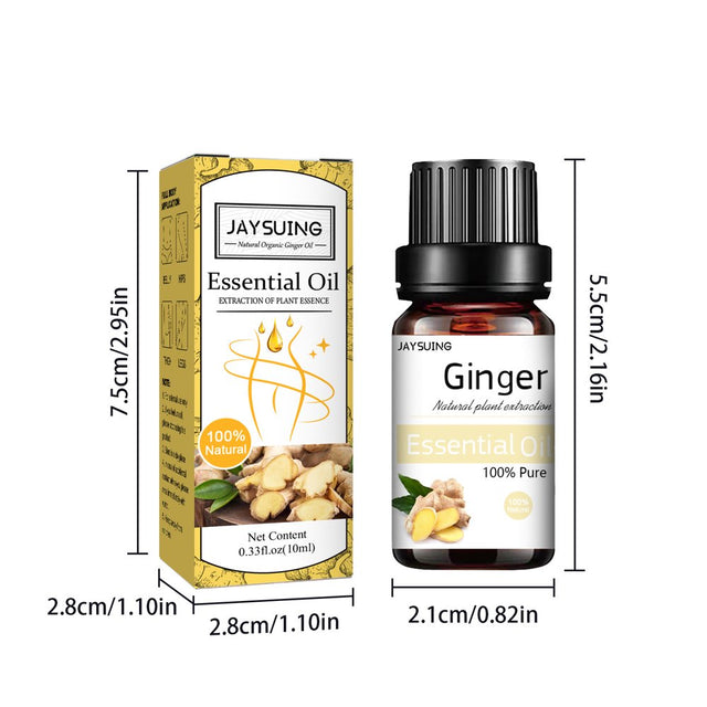 Kokovifyves 10Ml Organic Ginger Oil, Natural Ginger Oil Belly Drainage Ginger Oil, Body Massage Organic Ginger Essential Oil for Swelling and Pain Relief