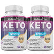 Max Strength Keto Diet Pill 1200Mg - 60 Capsules - Advanced Weight Loss Supplement - Burn Fat for Energy, Boost Metabolism, Ketosis Support - Non-Gmo, Gluten-Free - 2 Pack