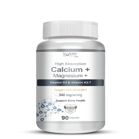 Vokin Biotech Calcium with Magnesium, Vitamin D3 & Vitamin K2- Mk-7 - Support Bone Health- 540Mg - (90 Capsule)