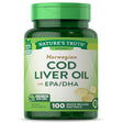 Norwegian Cod Liver Oil Capsules | 100 Softgels with EPA / DHA | Non-Gmo, Gluten Free | by Nature'S Truth