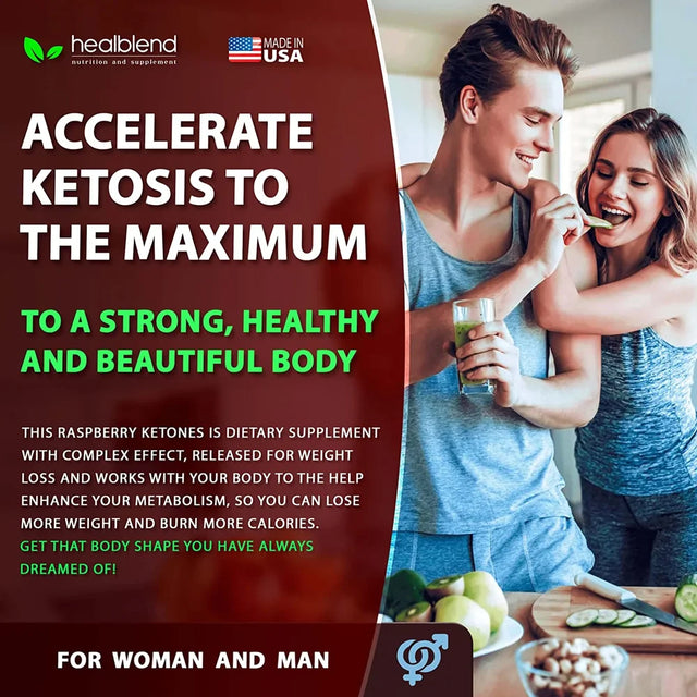 Healblend Raspberry Keto plus Supplement - Ketones Diet Pills, Advanced Weight Loss Support, Promotes Ketosis for Women and Men - 2-Pack