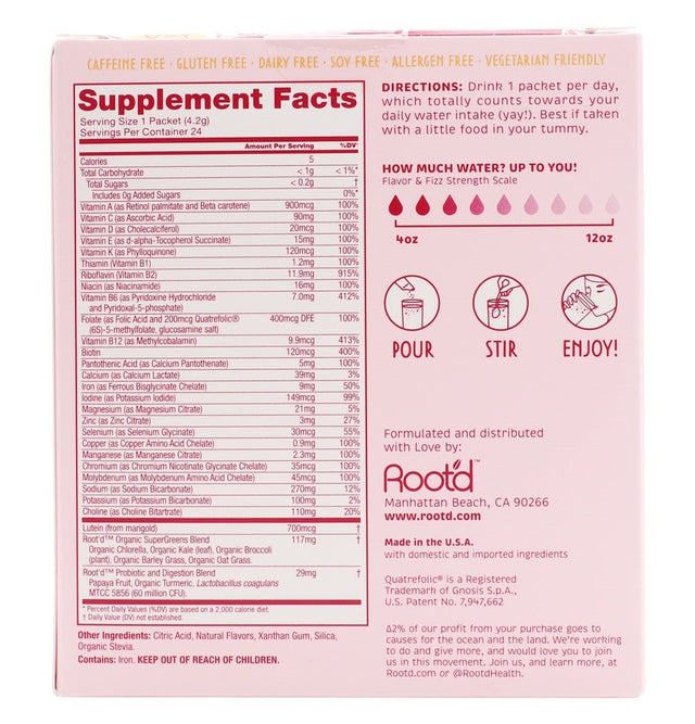 Root'D - Women'S Multivitamin Fizzy Healthy Drink Mix Acai - 24 Stick Pack(S)