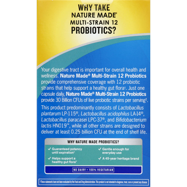 NATURE MADE Probiotics, Digestive, Multi-Strain 12, Ultra-Strength, Capsules, 25.0 CT