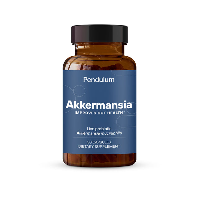 Pendulum Akkermansia Probiotic with Prebiotic Fiber - Delayed Release Capsules, Third-Party Tested, Authentic 100M AFU Live Strain for Gut Health & GLP-1 Support for Men & Women (30 Capsules, 1-Pack)