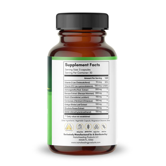 Brain Health Supplement – Focus & Memory Booster - Mental Protection- Nootropic Adaptogen Blend