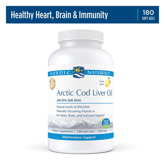 Nordic Naturals Pro Arctic Cod Liver Oil Softgels, 750 Mg, EPA & DHA 180 Ct