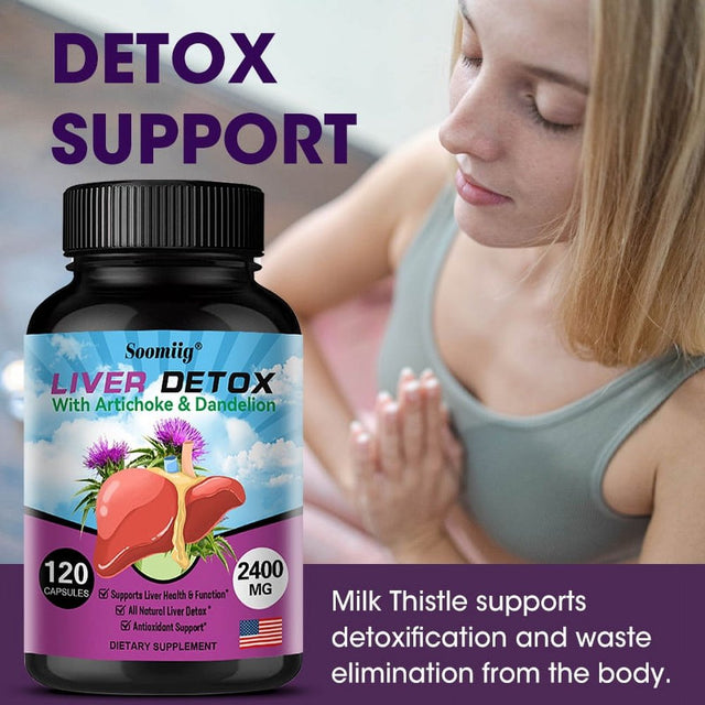 Soomiig Liver Detox Capsules - Artichoke and Dandelion Extract Liver Health Formula for Liver Detoxification and Liver Cleansing-120Capsules