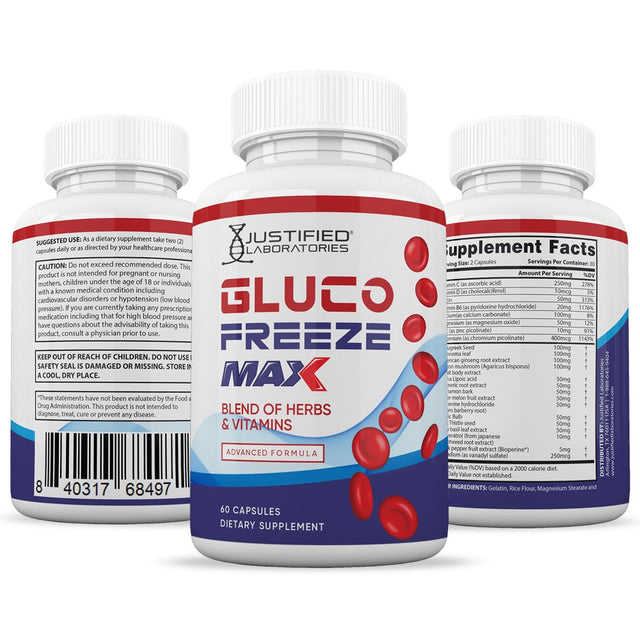 (2 Pack) Glucofreeze Max Advanced Formula 1295MG 120 Capsules