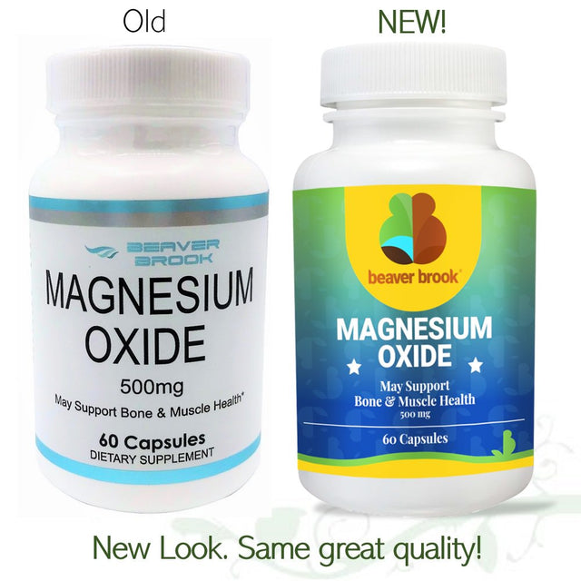 Beaver Brook Magnesium Oxide 500Mg Supports Healthy Bones and Teeth, All Natural, Non-Gmo, Gluten Free Dietary Supplement - 60 Softgels