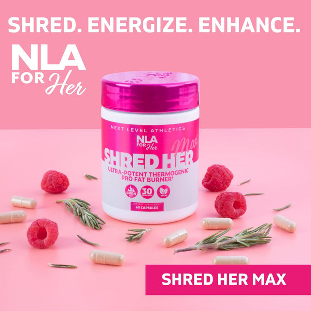 Shred Her Max (30 Servings) -Thermogenic for Women -Healthy Weight Management & Fat Loss W Caffeine, Reduce Stomach Belly Fat, Bloating, Metabolism Boost, Appetite Suppressant, Natural Diet Supplement