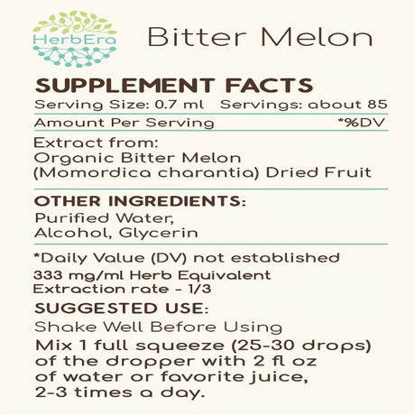 Bitter Melon Alcohol Herbal Extract Tincture, Super-Concentrated Wildcrafted (African Cucumber, Momordica Charantia) Dried Fruit 2 Oz