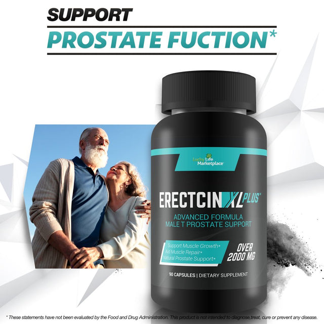 Erectcin XL plus - Advanced Formula Male T Prostate Support - Green Tea, Zinc, Vitamin D3 - Promote Healthy Prostate Function with Natural Prostate Support for Men - Panax Ginseng Prostate Supplement