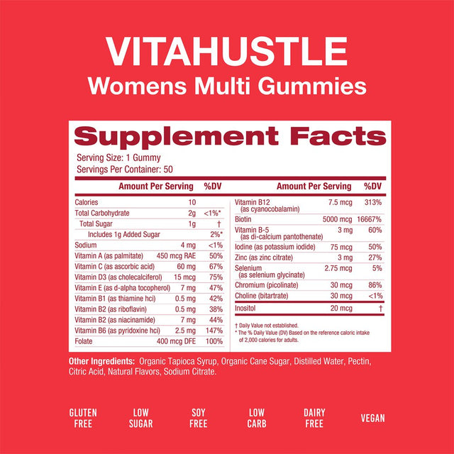 Kevin Hart'S Vitahustle Women'S Multivitamin Gummy Supplement, Female Health & Immune Support, 50 Count