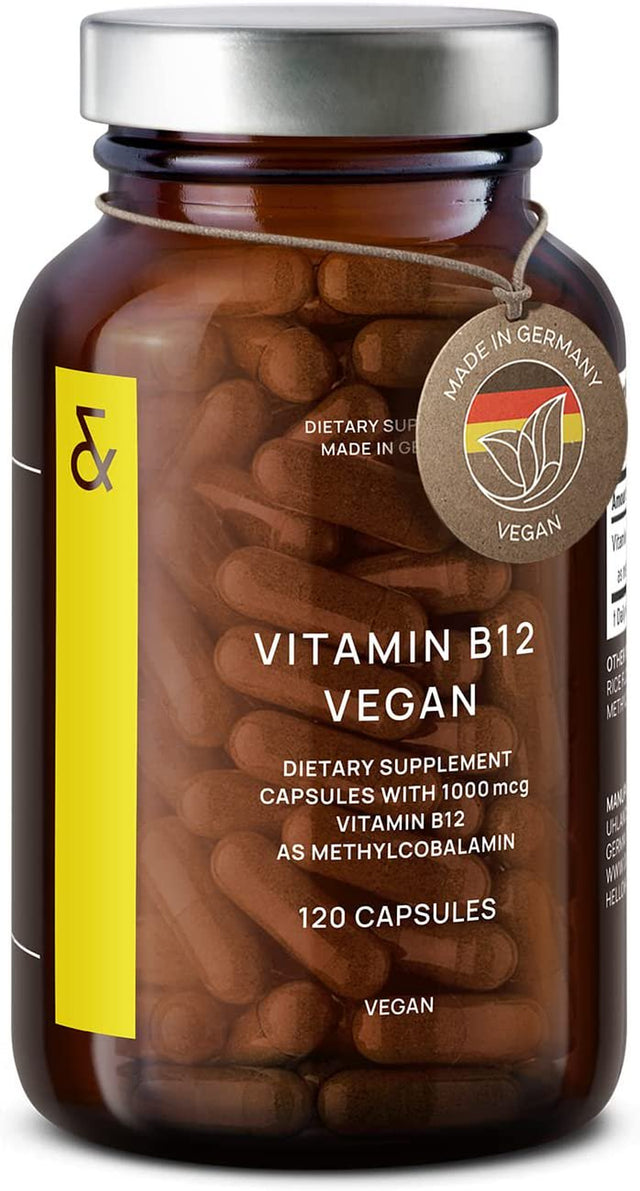 Methylcobalamin B12 1000 Mcg - 120 Capsules (4 Months Supply) - Active Form of B12 Vitamin - Supports Memory, Cognitive Health & Energy Metabolism - Vegan Vitamin B Supplement - Made in Germany