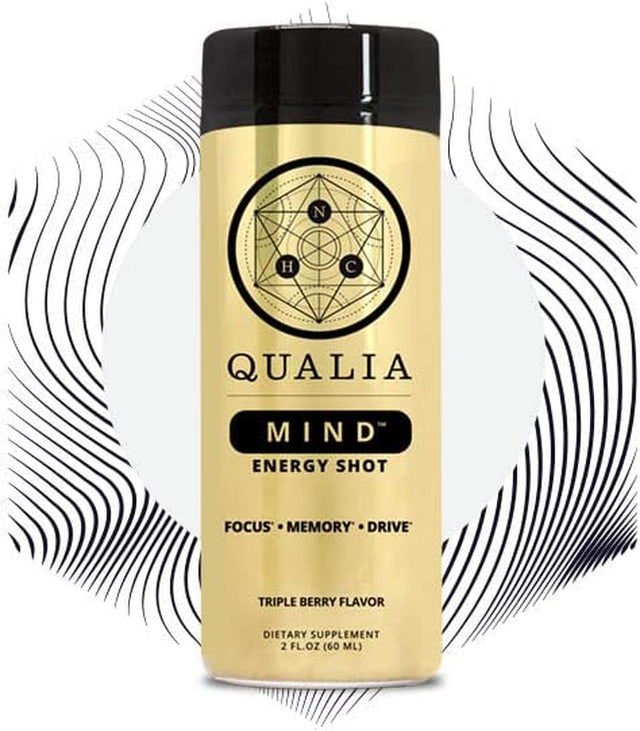 Qualia Mind Energy Shot | Clean Focus for Peak Mental Performance | Niacin Enhancer with Ginseng Root, Alpha GPC, and Caffeine | 2Oz Cognitive Enhancer Shot - 6 Pack