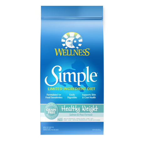 Wellness Simple Natural Grain Free Limited Ingredient Dry Dog Food, Healthy Weight Salmon and Peas Recipe, 24-Pound Bag