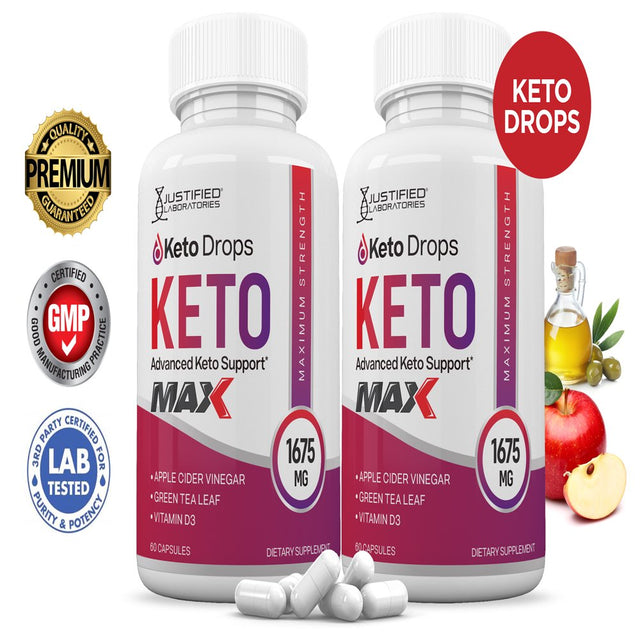 (2 Pack) Keto Drops Keto ACV MAX Pills 1675Mg Alternative to Gummies Dietary Supplement 120 Capsules