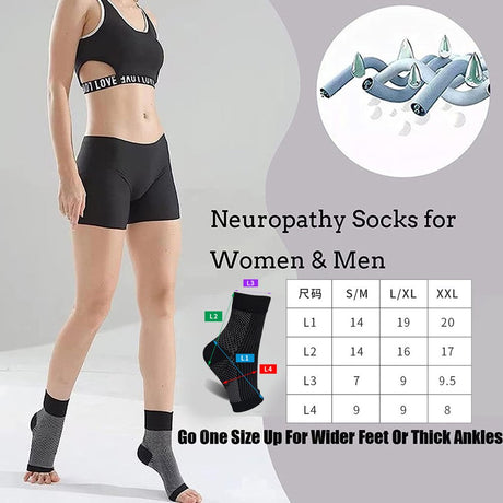 Neuropathy Socks for Women and Men, 4Pairs Soothe Relief Compression Socks, Fitness Compression Socks Elastic Cycling Socks Ankle Brace for Plantar Fasciitis Sleeve Soothe,Xxl