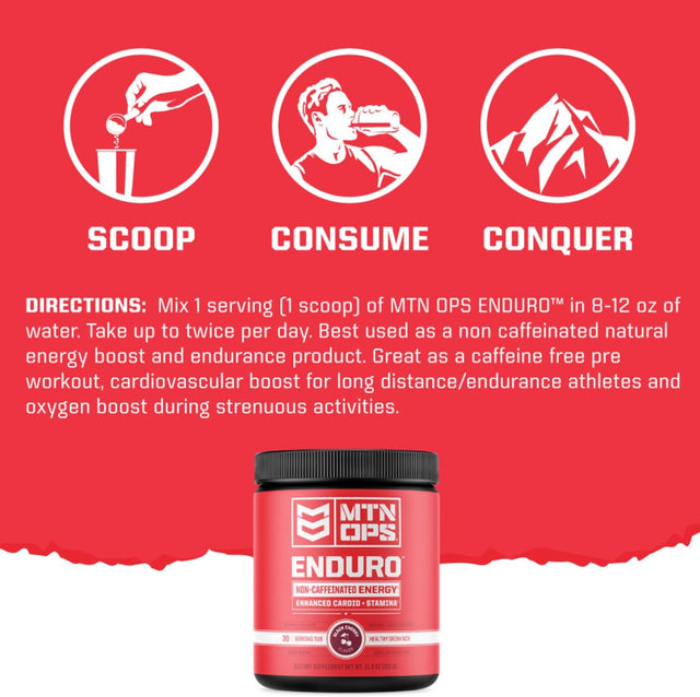 MTN OPS Enduro Nitric Oxide Supplement & Stim-Free Pre Workout - 30 Servings - with Magnesium Citrate, Beet Root Powder, Niacinamide, L Arginine & L Citrulline - Kiwi Strawberry Flavor