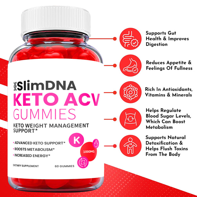 (2 Pack) Slim DNA Keto ACV Gummies - Supplement for Weight Loss - Energy & Focus Boosting Dietary Supplements for Weight Management & Metabolism - Fat Burn - 120 Gummies