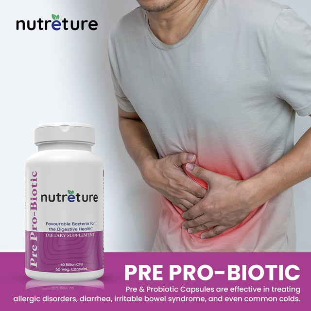 NUTRETURE 60 Billion Probiotics for Men | 60 Capsules Mens Probiotic Supplement | Prebiotics for Gut Health | Probiotics for Digestive Health