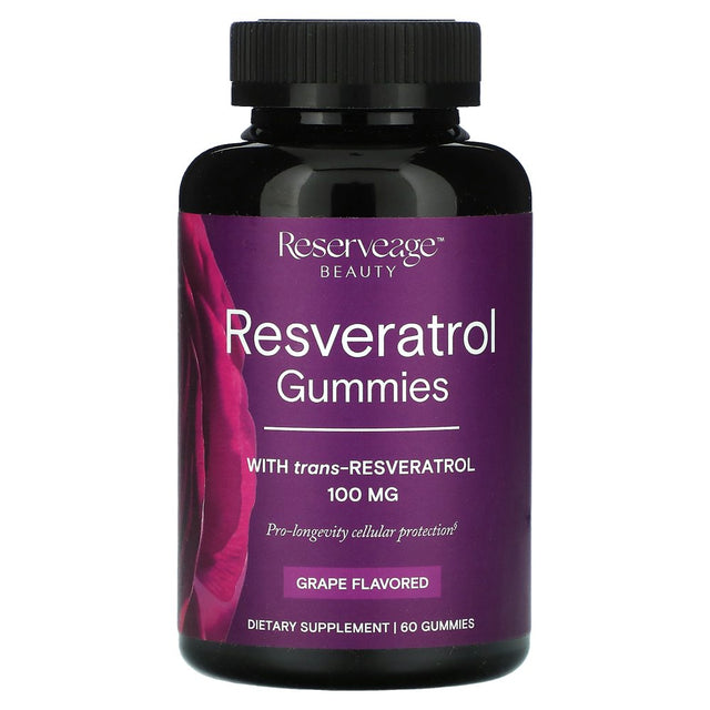 Resveratrol Gummies, Grape Flavored, 50 Mg, 60 Gummies, Reserveage Nutrition