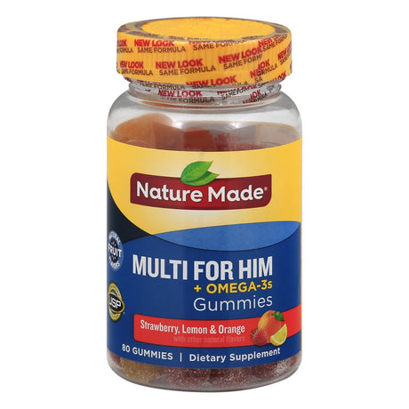 Nature Made Multi for Him + Omega-3S, Gummies, Strawberry, Lemon & Orange, Jar, 80.0 CT