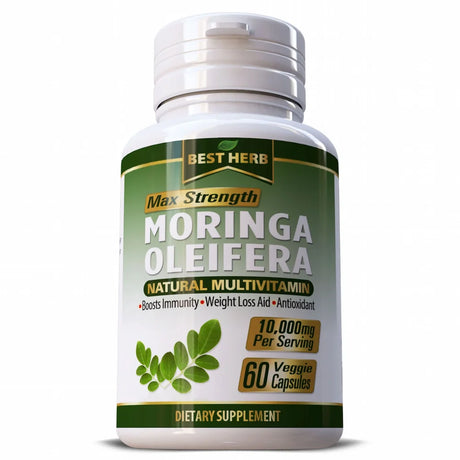 Moringa Oleifera Natural Multi-Vitamin 10:1 Leaf Extract Boosts Immune System Capsules