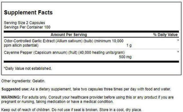 Swanson Garlic with Cayenne 200 Capsules