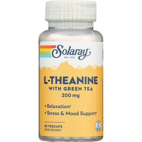 Solaray L-Theanine - 45 Vegcaps - 200 Mg + 100 Mg Green Tea Leaf