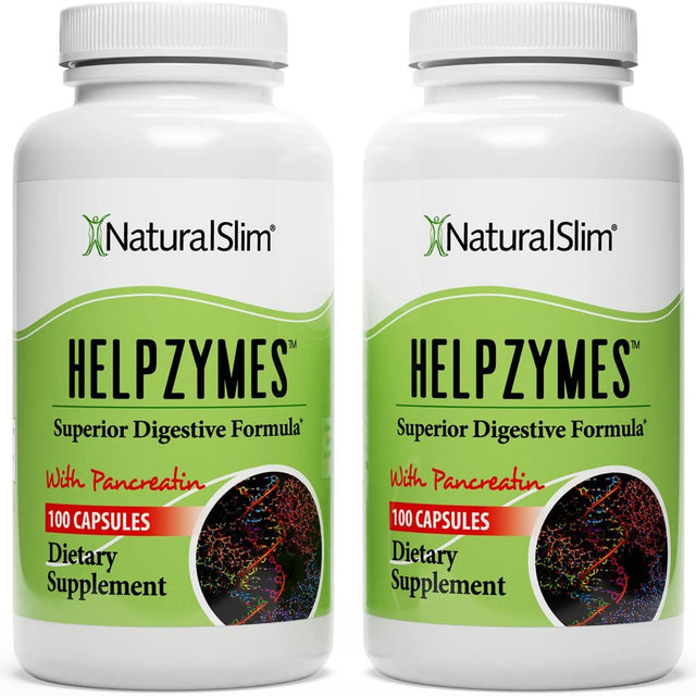 Naturalslim Helpzymes W/ HLC Acid & Pancreatin 2 Pack - Digestive Enzymes, 100 Capsules