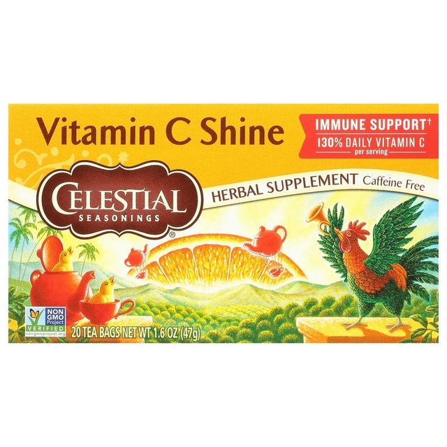 Celestial Seasonings Vitamin C Shine Herbal Tea Bags, 20 Count